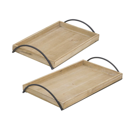 Wooden serving tray 2 pieces 86669