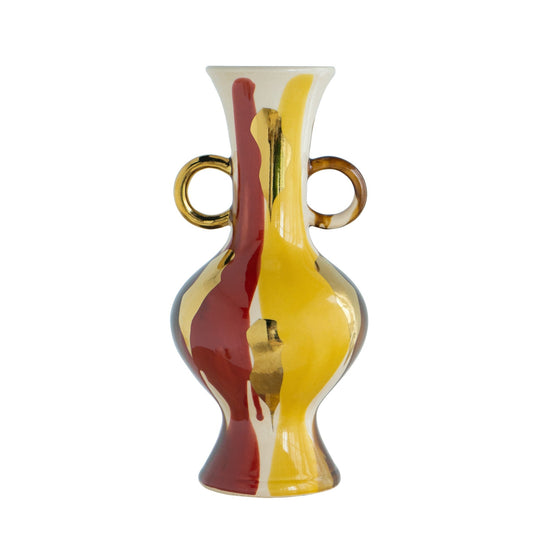 Ceramic Colored Vase with Two Handles A61206