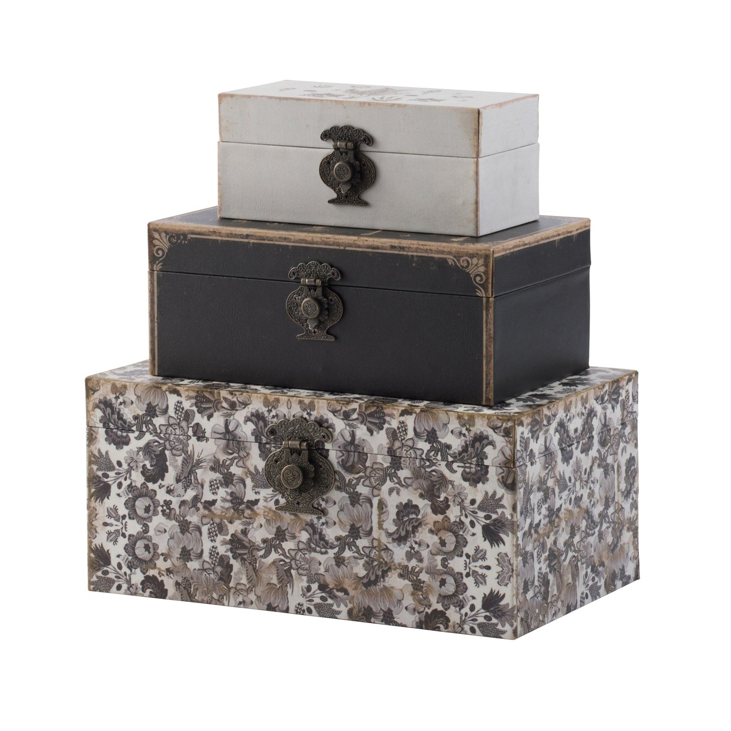 Decorative Boxes 3 Pieces Black and White AV44564
